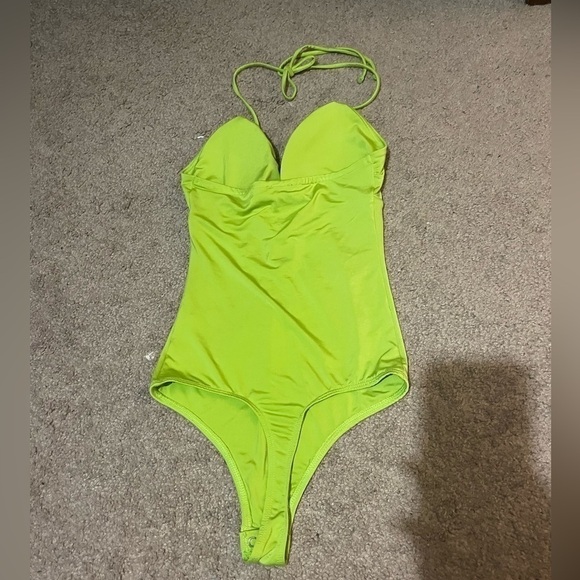 Express body contour like green cut out bodysuit top size X Small - Picture 6 of 9